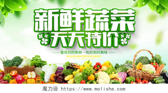 时尚大气新鲜蔬菜天天特价蔬菜宣传展板